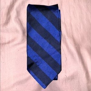 J. Crew 100% English Silk Blue & Navy Striped Tie